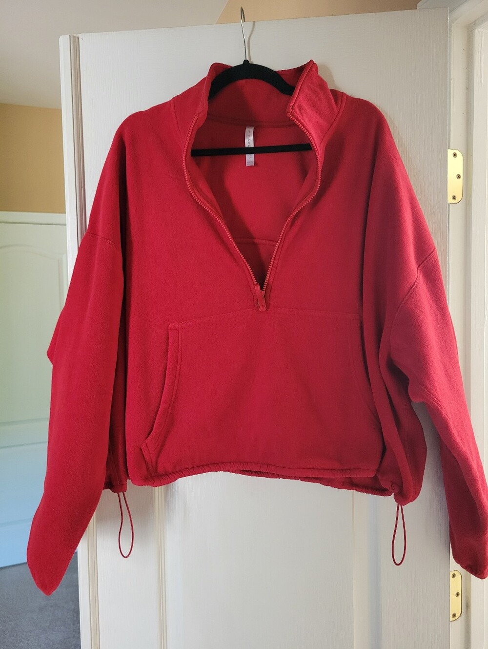 Fabletics No Chill Fleece Half Zip Pullover Sweatshirt Red Crop Women’s XXL